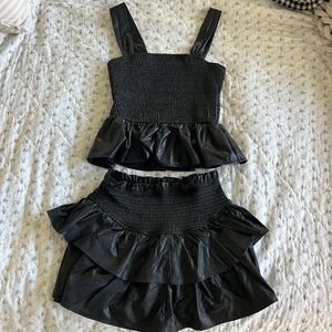 Mustard Seed Leather Skirt Set